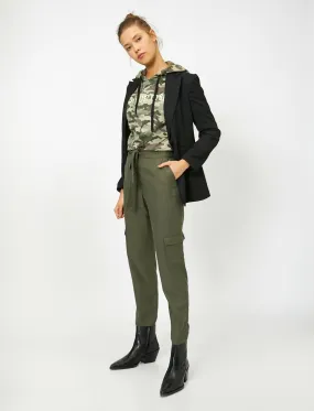 16361 Khaki Tie Waist Cargo Trousers