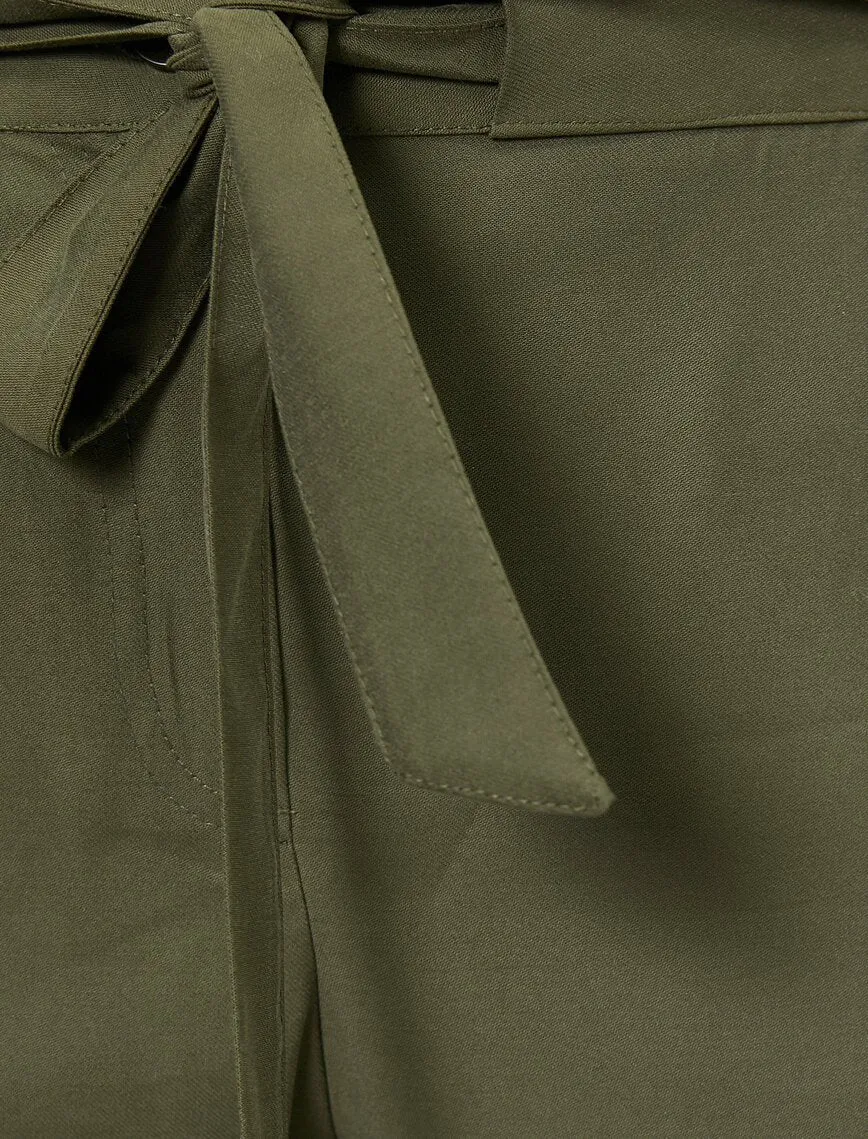 16361 Khaki Tie Waist Cargo Trousers