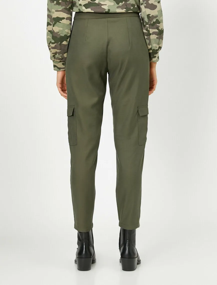 16361 Khaki Tie Waist Cargo Trousers