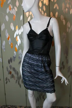 1960s Black Lace Slip Skirt, Small