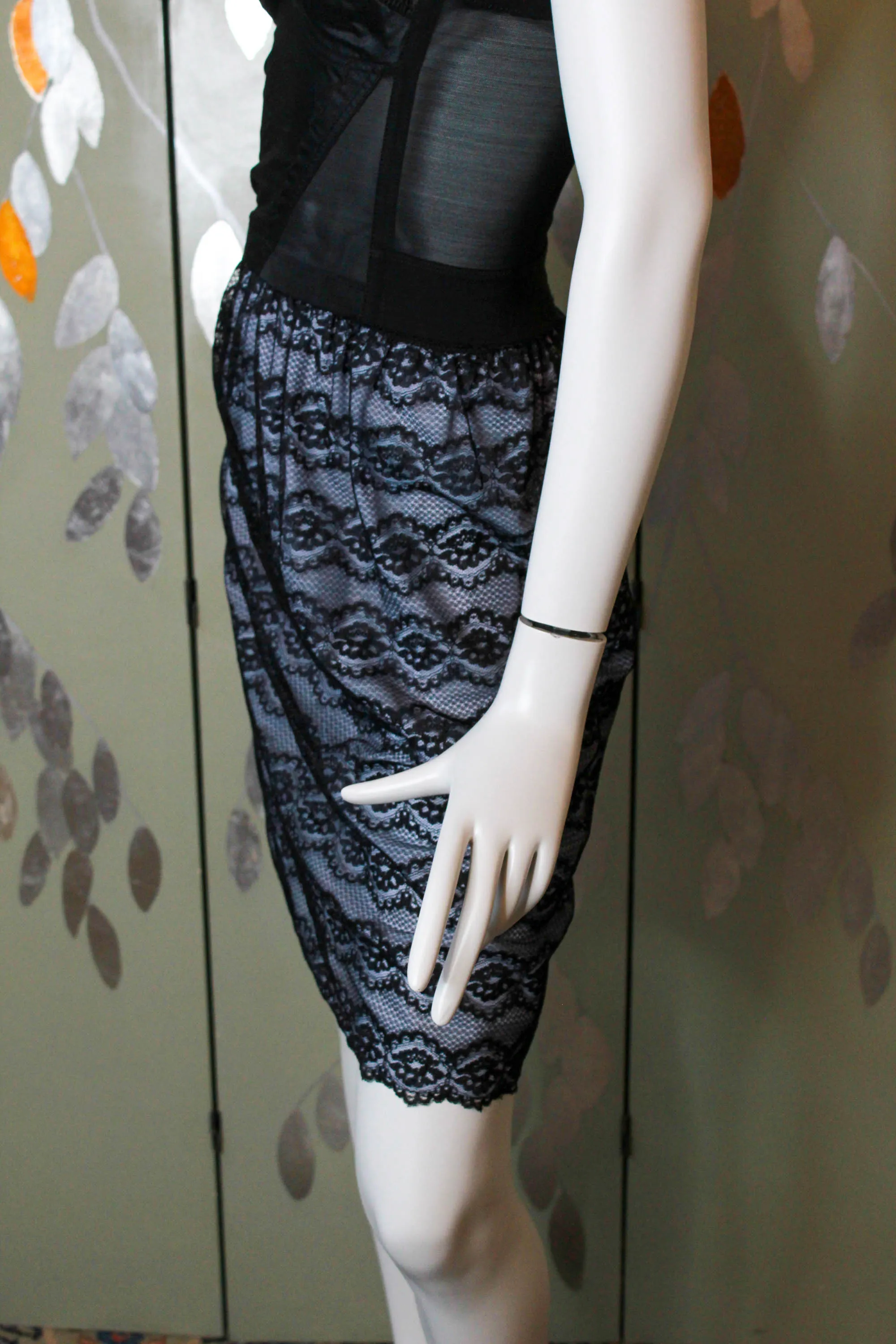 1960s Black Lace Slip Skirt, Small