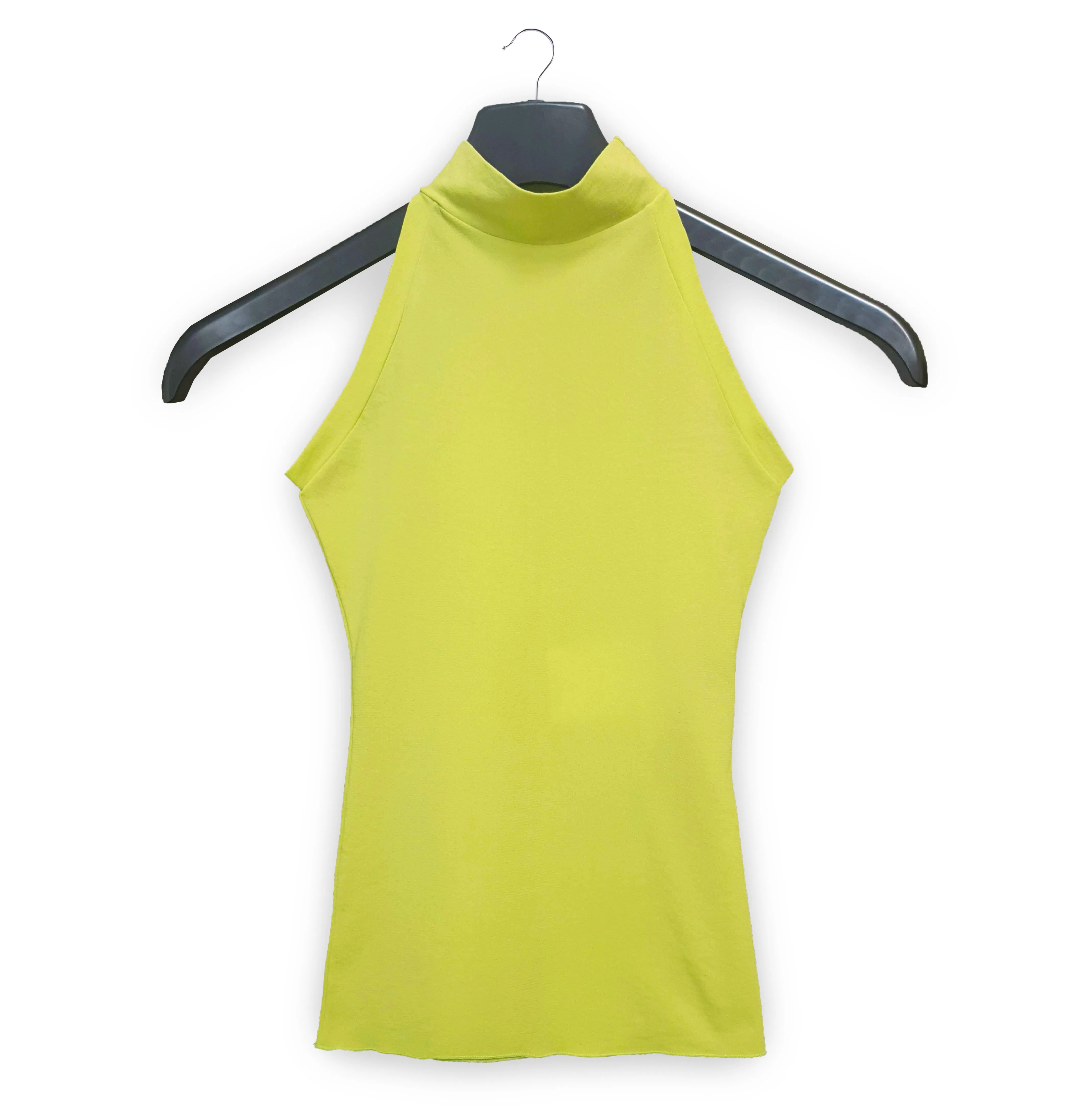 1996 Cutaway-Shoulder Funnel Neck Tank Top in Nylon Crêpe Jersey