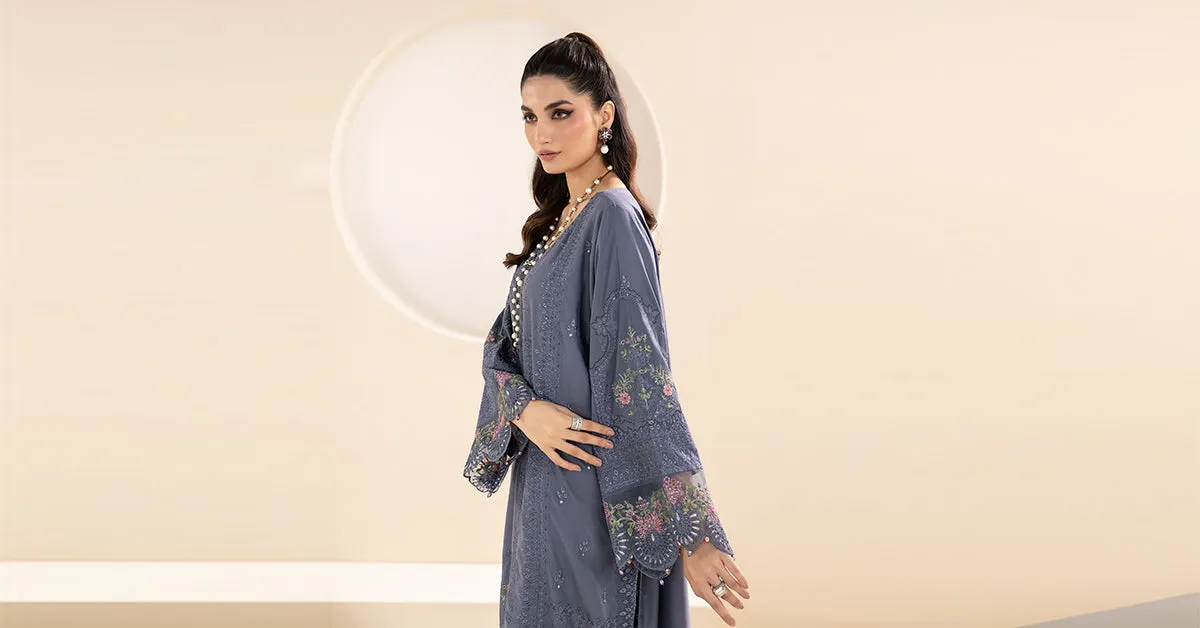 3 Piece Embroidered Linen Suit | DW-W24-65