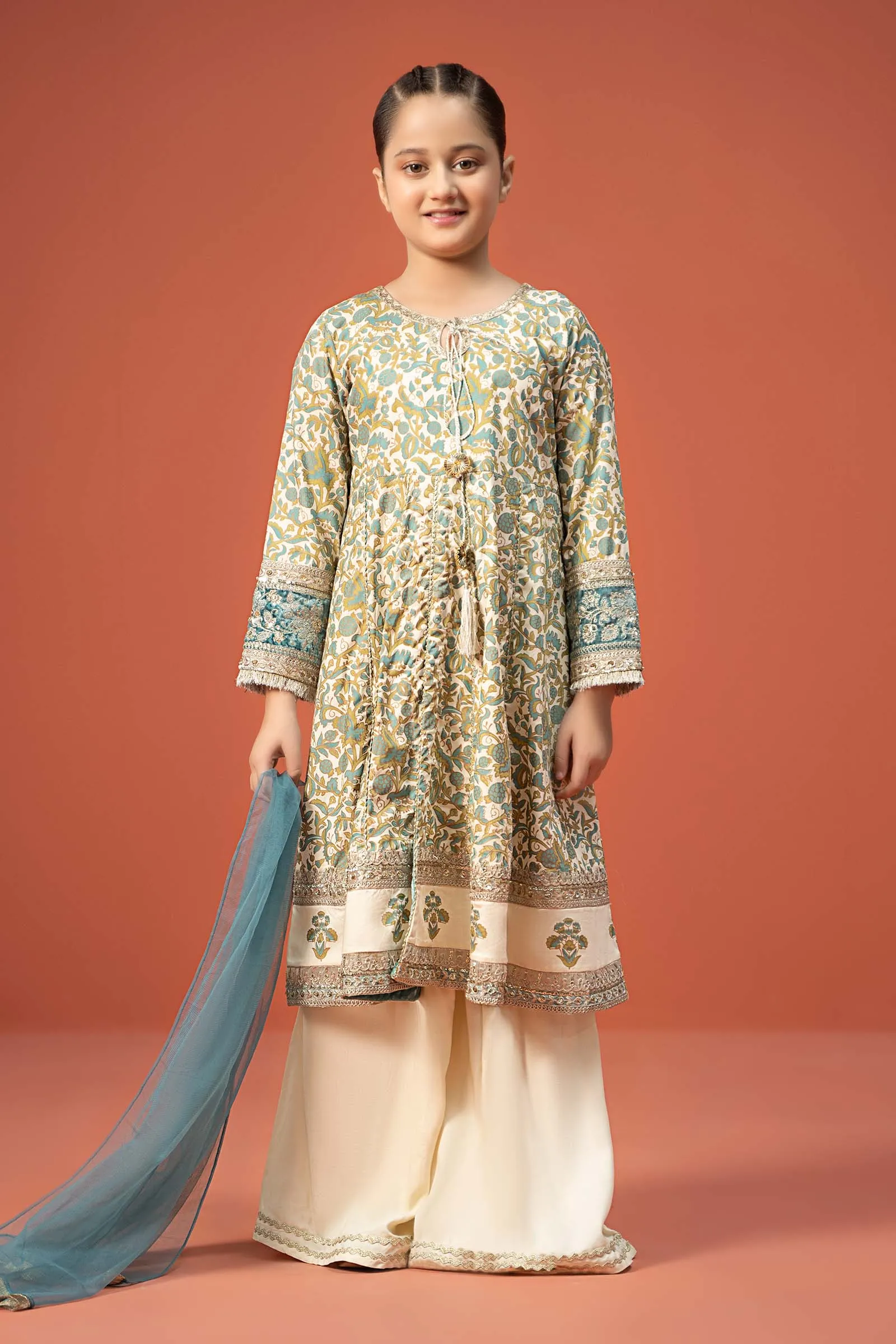 3 Piece Printed Linen Suit | MKD-W24-25