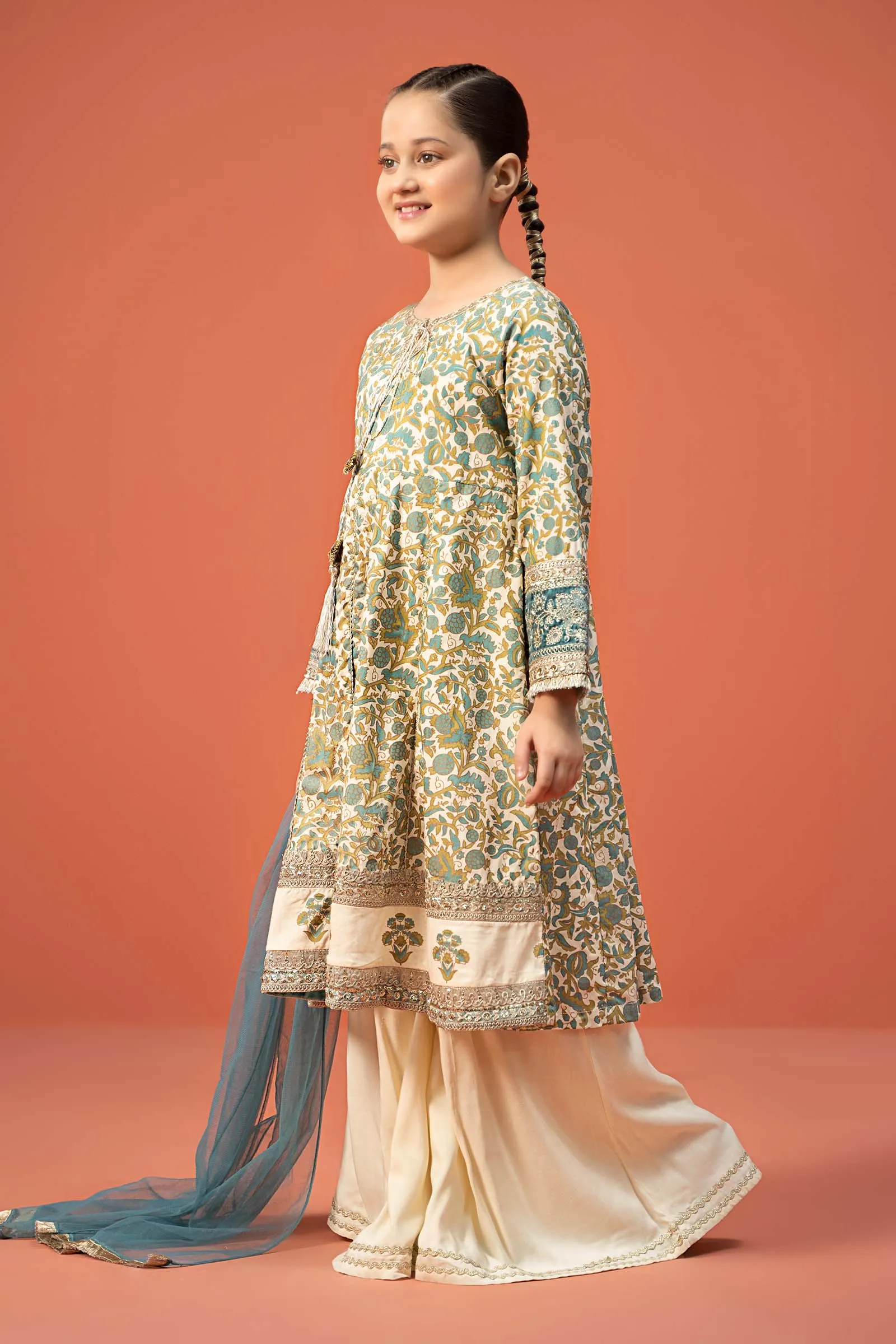 3 Piece Printed Linen Suit | MKD-W24-25