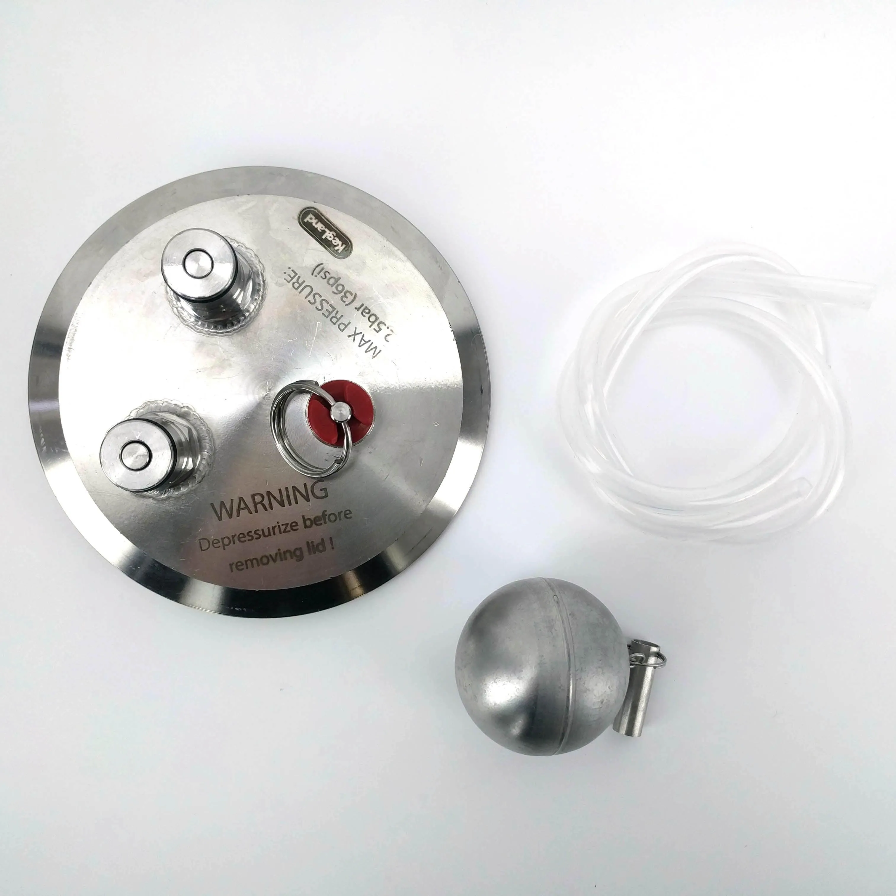 4 Inch TC Kegmenter Lid with Ball Lock Posts, Floating Dip tube and PRV (Red 2.5Bar)