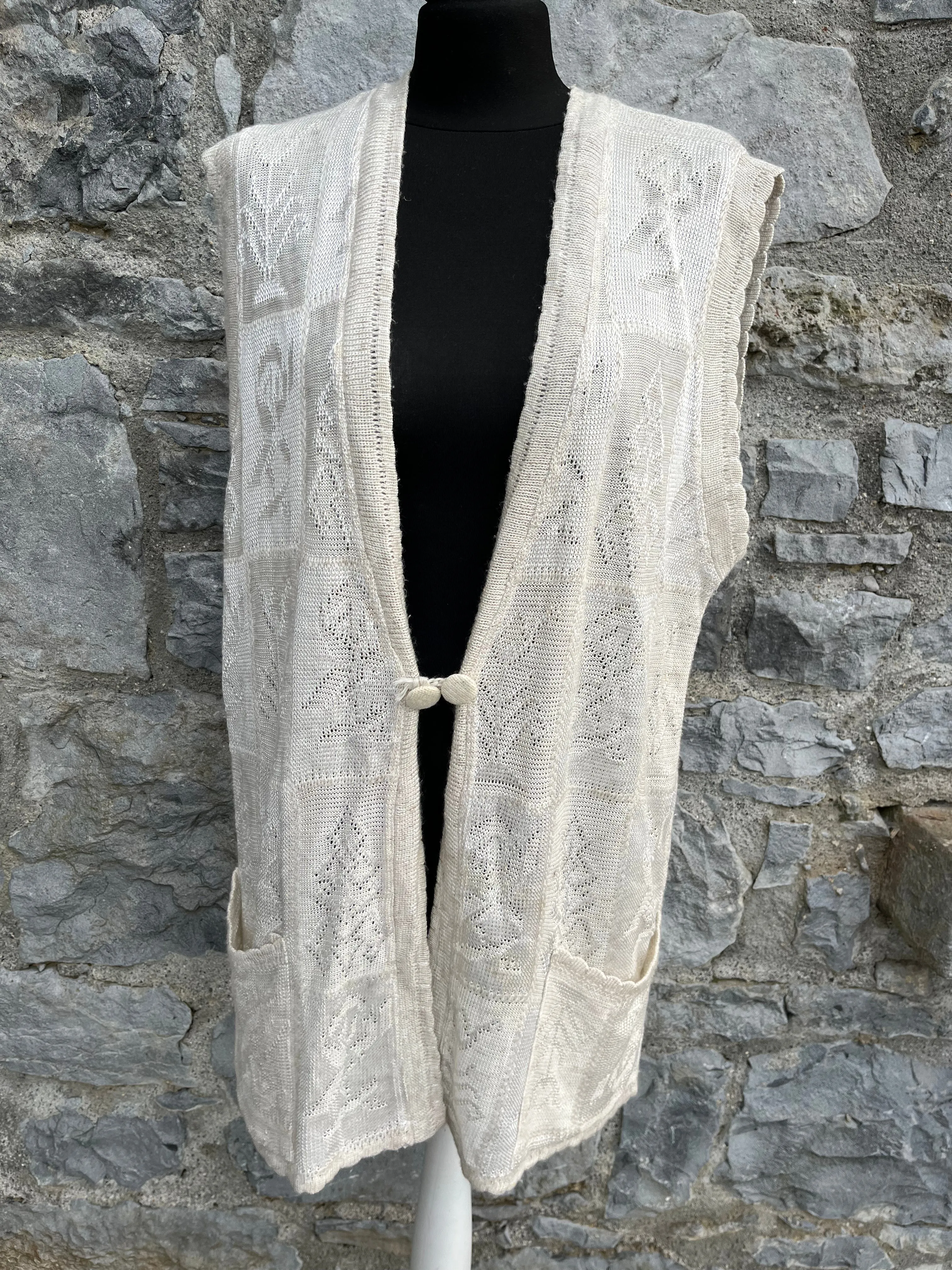 80s white gilet uk 16-18