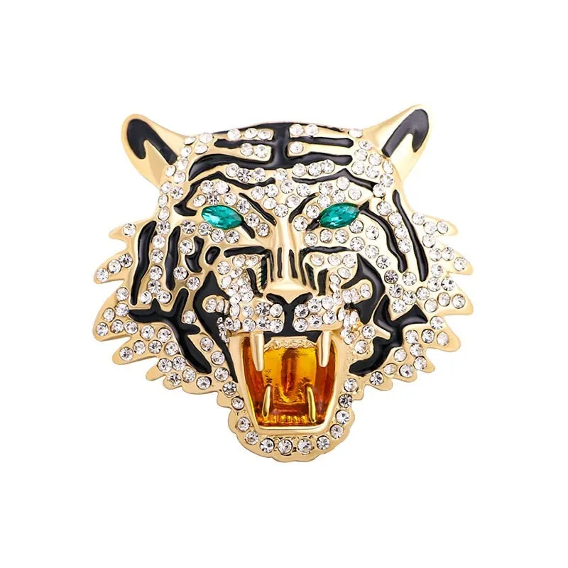 A casual brooch forms a tiger head for men and women