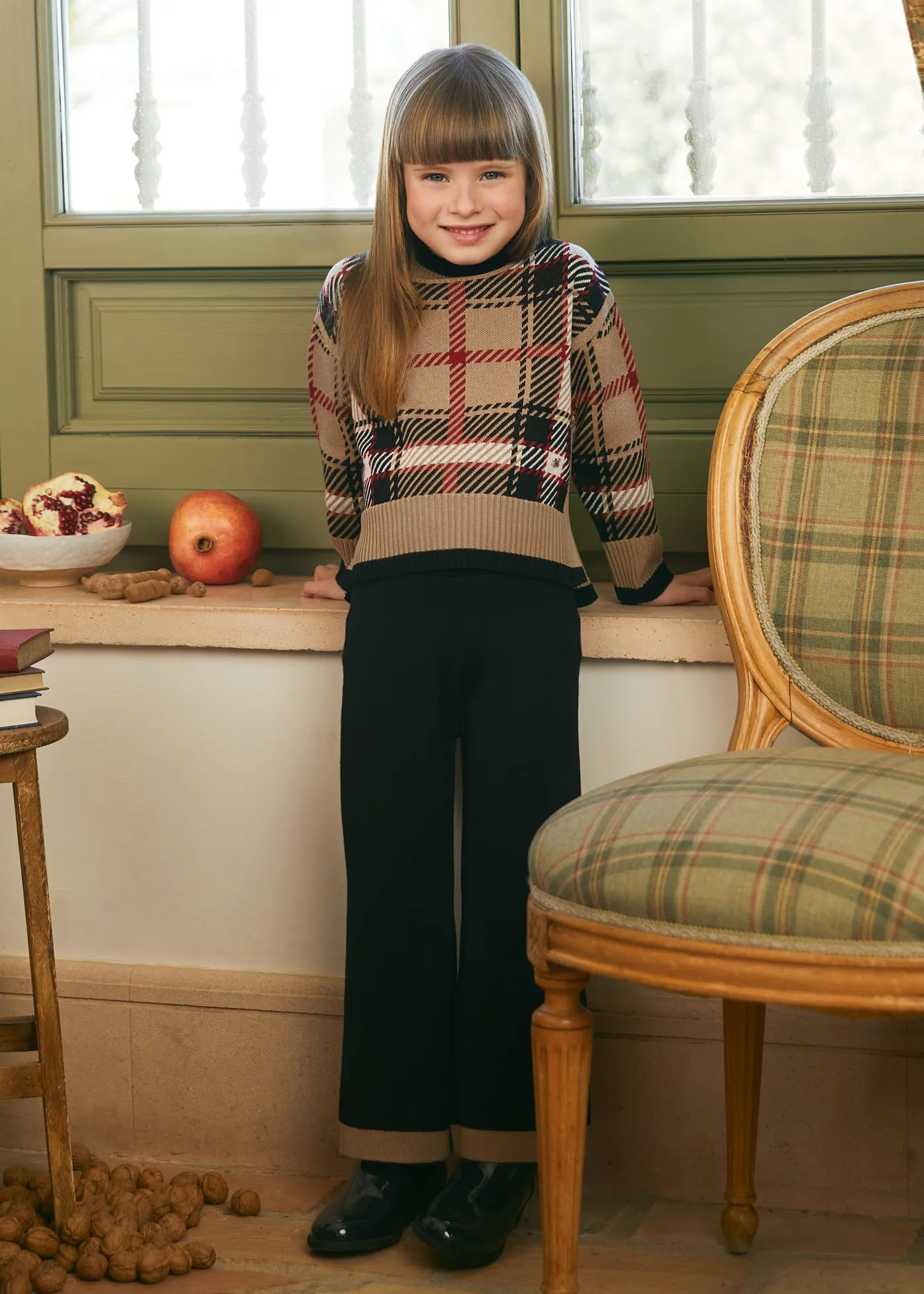 Abel & Lula knit plaid set