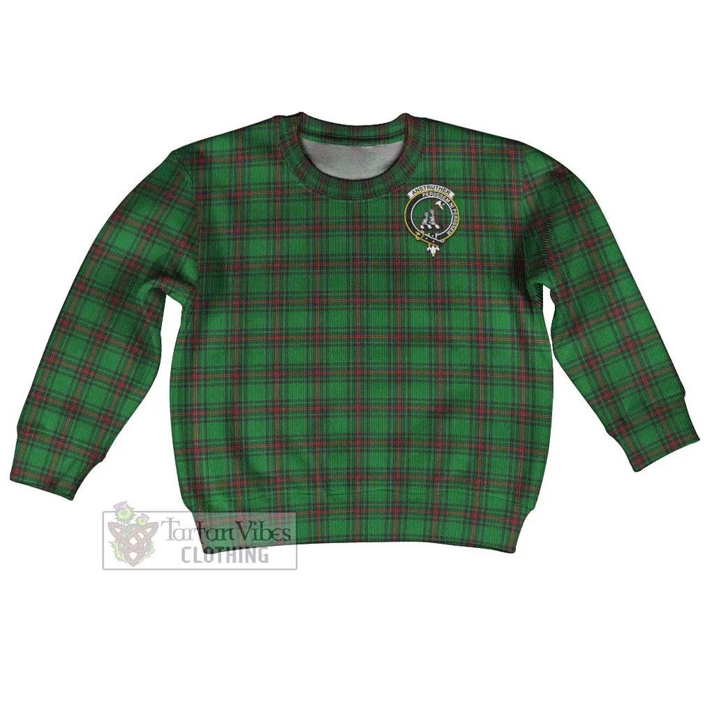 Anstruther Tartan Kid Ugly Sweater with Family Crest