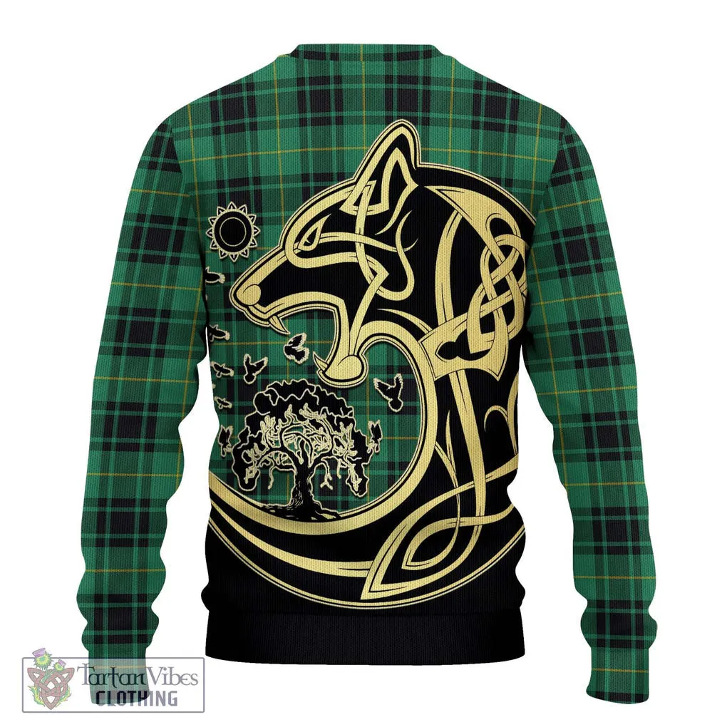 Arthur Ancient Tartan Ugly Sweater with Family Crest Celtic Wolf Style