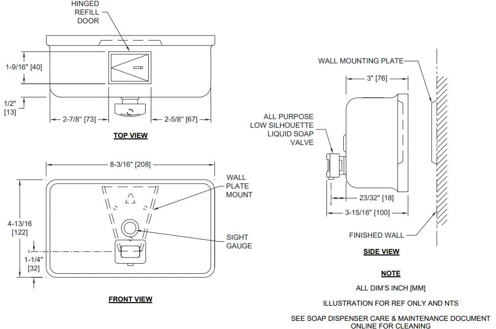 ASI 0345 Horizontal Manual Liquid Soap Dispenser