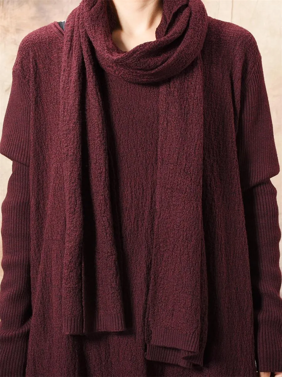 Autumn And Winter Ladies Casual Scarf Sweater Dress