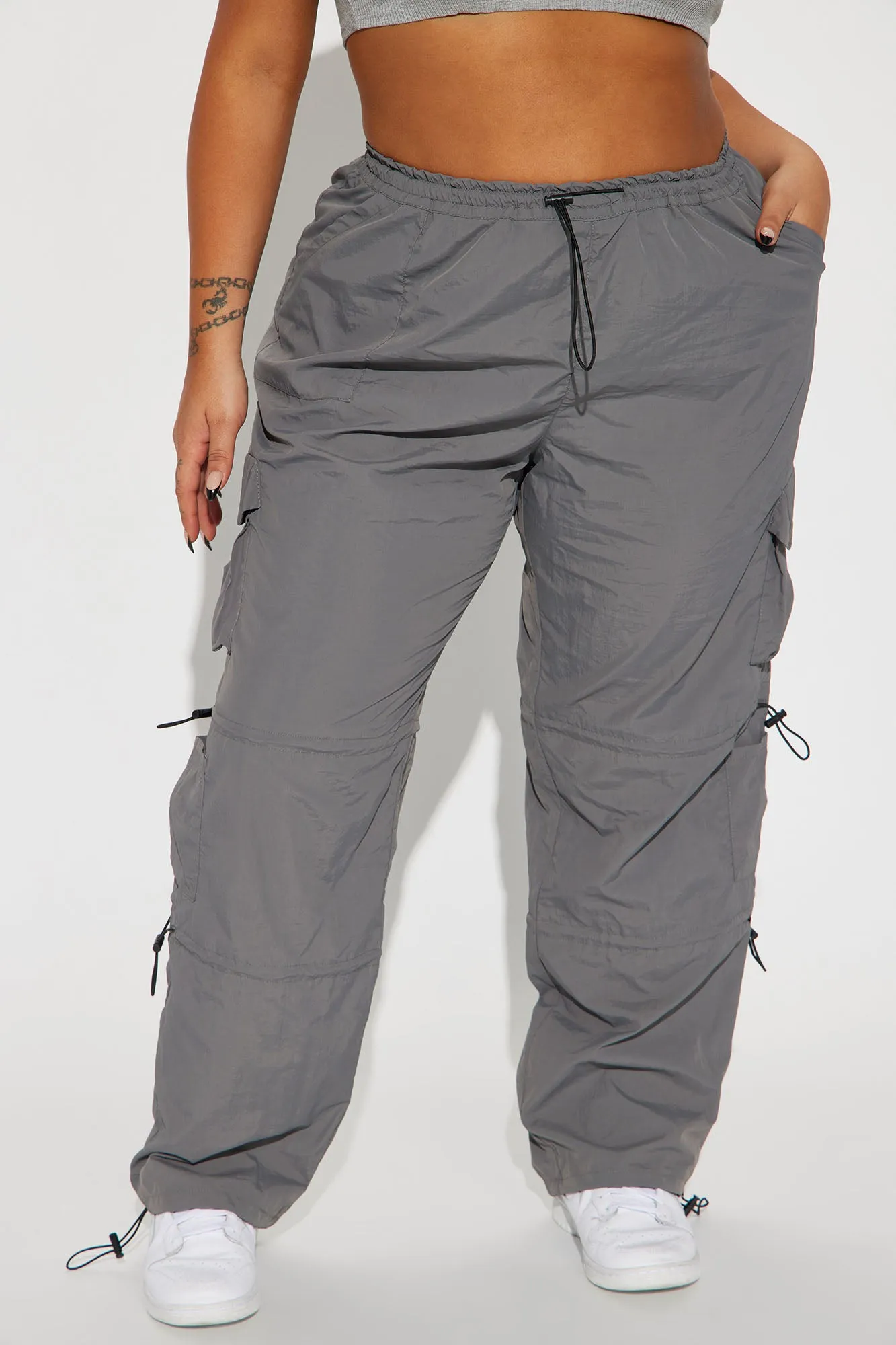 Bet On It Cargo Parachute Pant - Grey