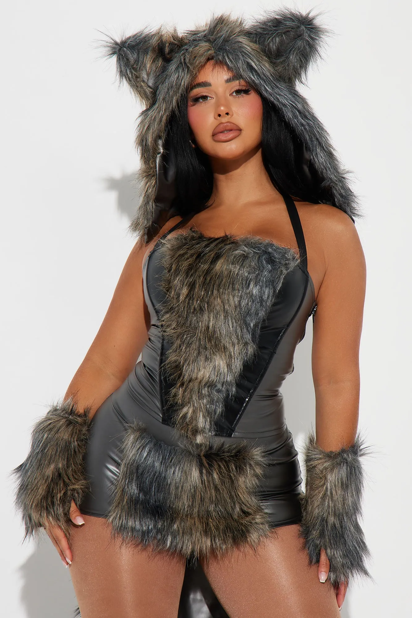 Big Bad Wolf 5 Piece Costume Set - Grey/combo