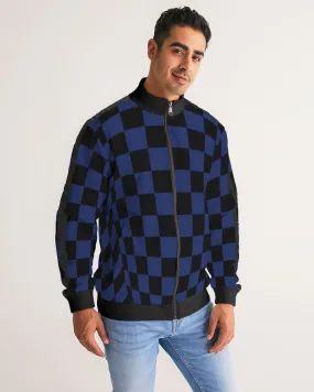 Black & Blue Check Men's Stripe-Sleeve Track Jacket