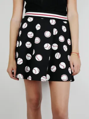 Black baseball printed skirt