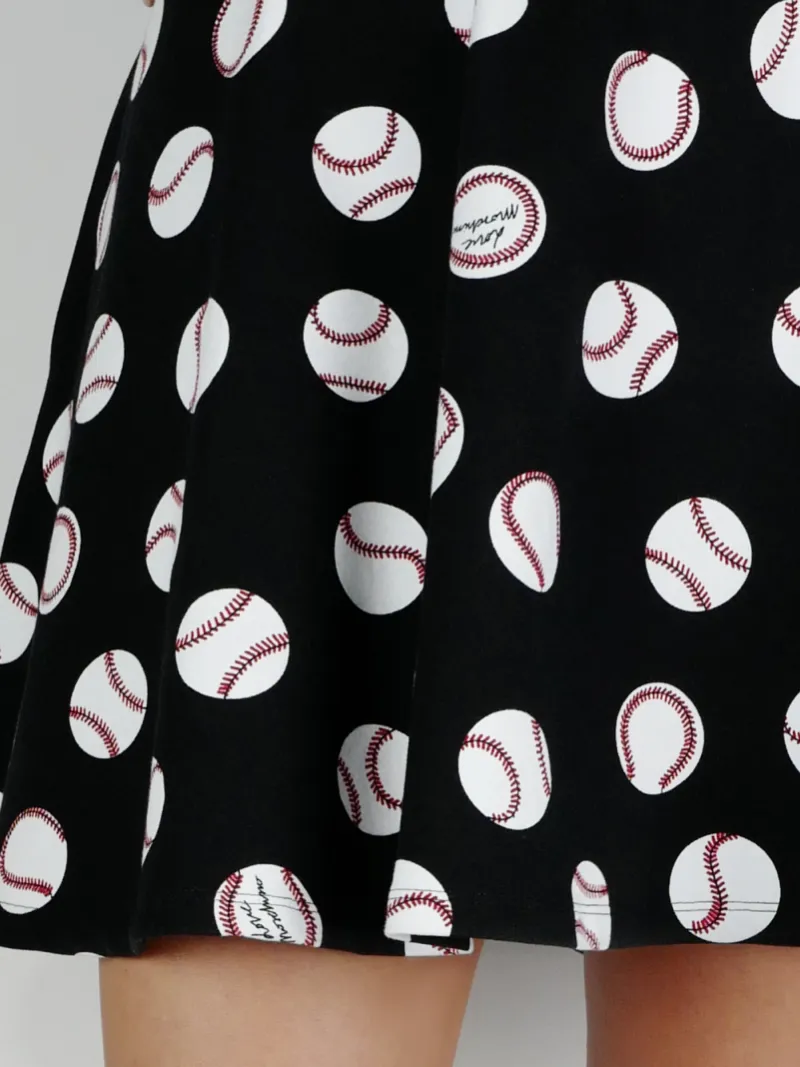 Black baseball printed skirt