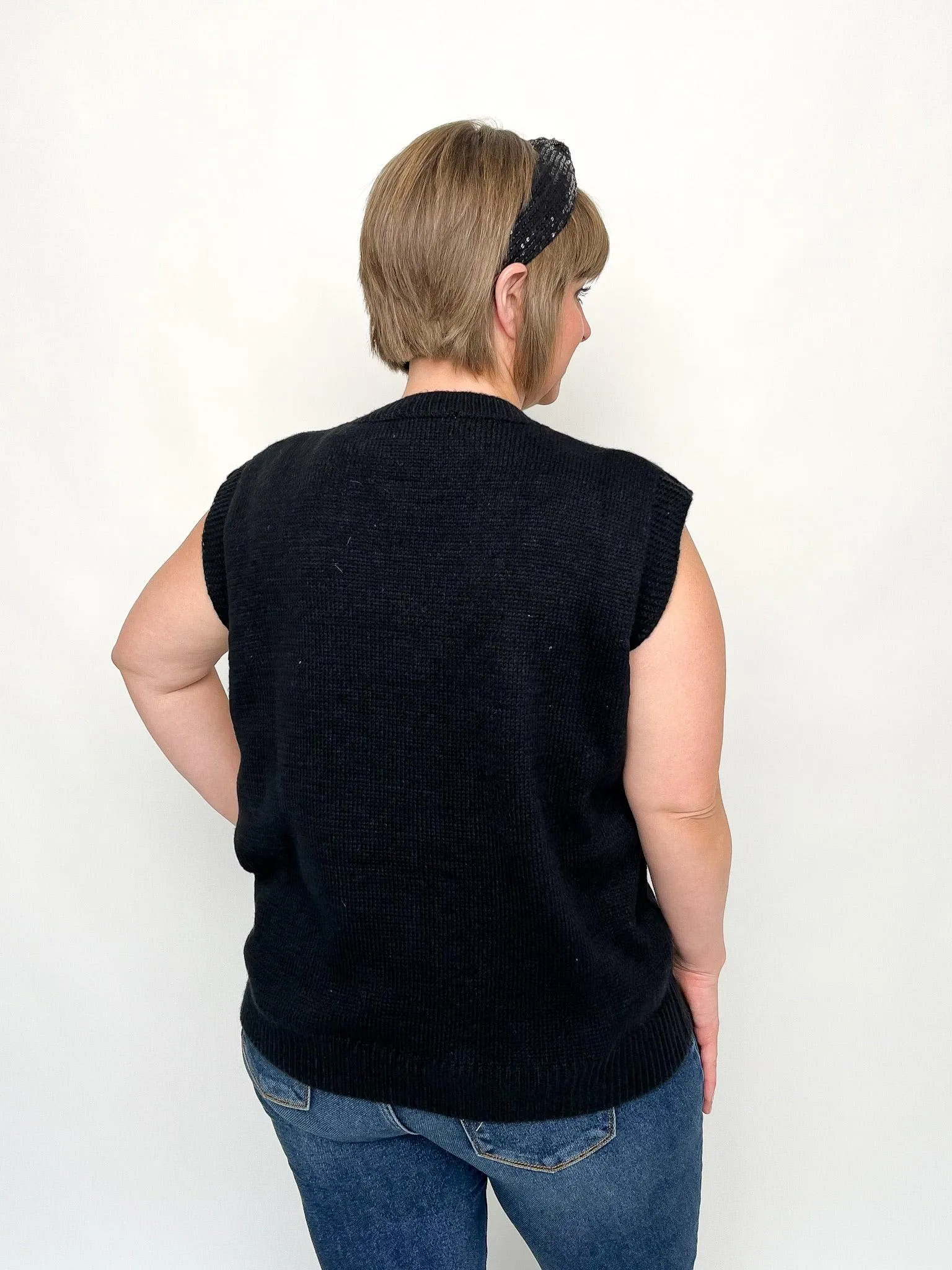 Black Sleeveless BOO Sweater