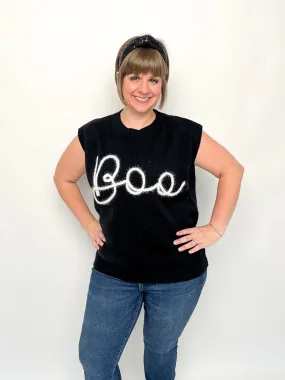 Black Sleeveless BOO Sweater