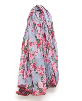 Blue Smoky Vintage Rose Scarf