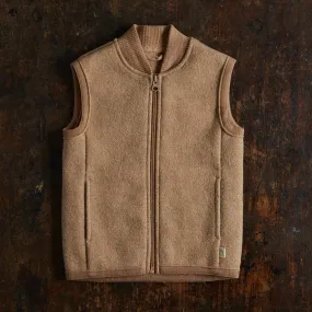 Boiled Merino Wool Zip Vest - Caramel