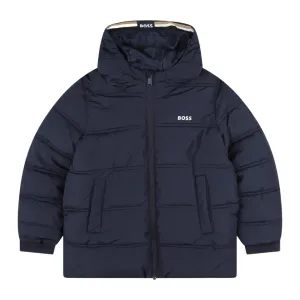 BOSS Kids Logo Navy Puffer Jacket