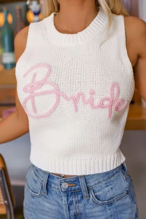 Bride White Sweater Tank Top