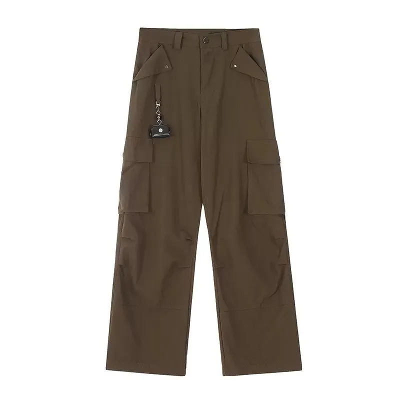 Buttoned Pockets Flowy Cargo Pants