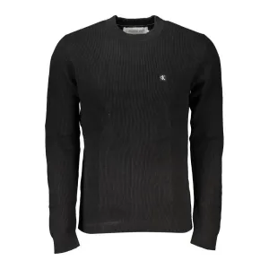 Calvin Klein Sleek Black Crew Neck Sweater with Logo