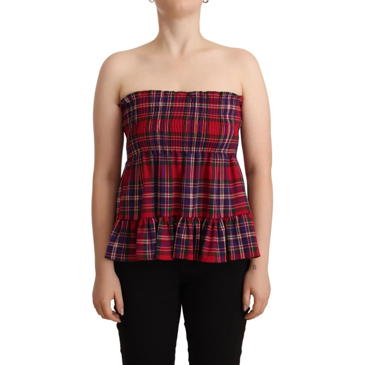 CAMPO DI FRAGOLE Chic Checkered Sleeveless Tank Top