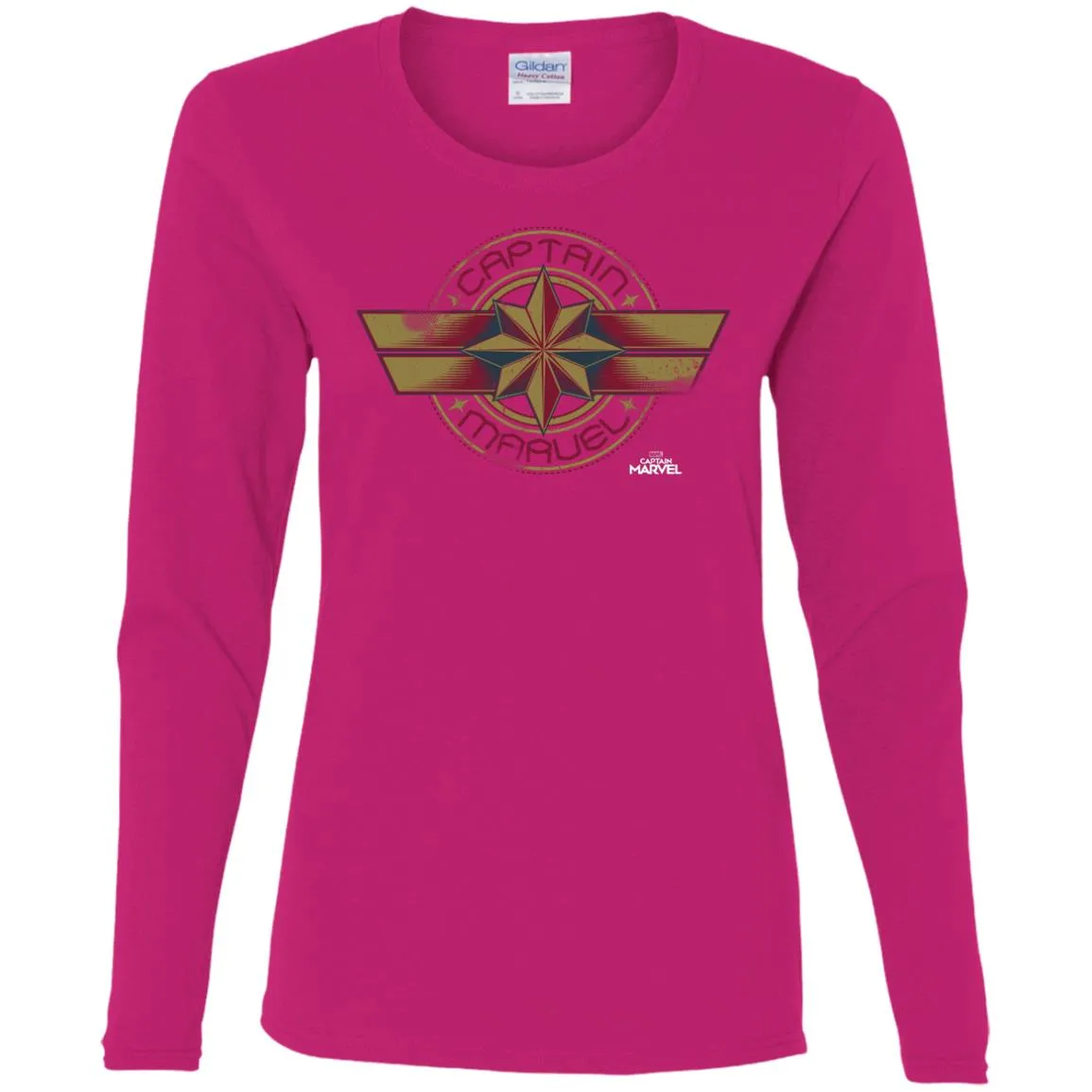 Captain Marvel Color Fade Circle Logo Badge Women Long Sleeve Shirt