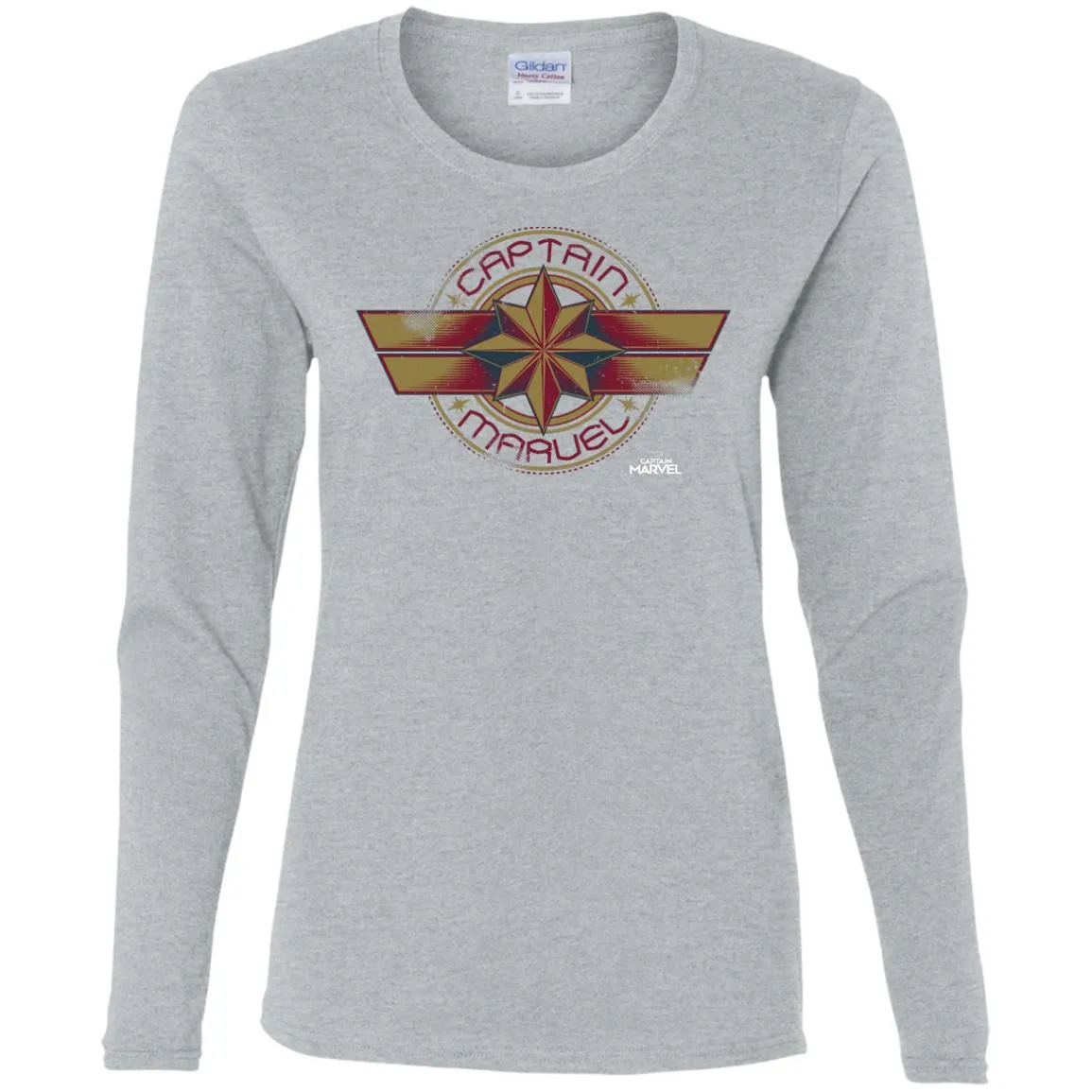 Captain Marvel Color Fade Circle Logo Badge Women Long Sleeve Shirt