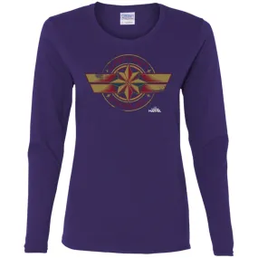 Captain Marvel Color Fade Circle Logo Badge Women Long Sleeve Shirt