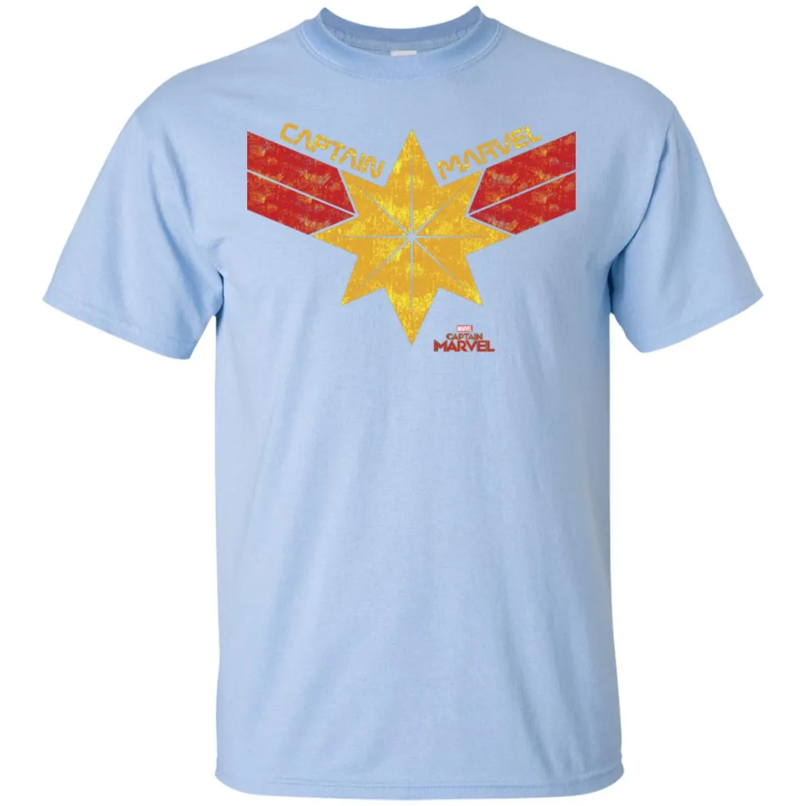 Captain Marvel Distressed Star Ribbon Logo Men Cotton T-Shirt