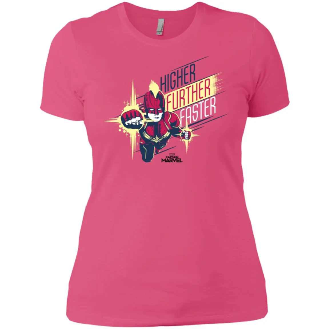 Captain Marvel Higher Further Faster Drawn Women Cotton T-Shirt