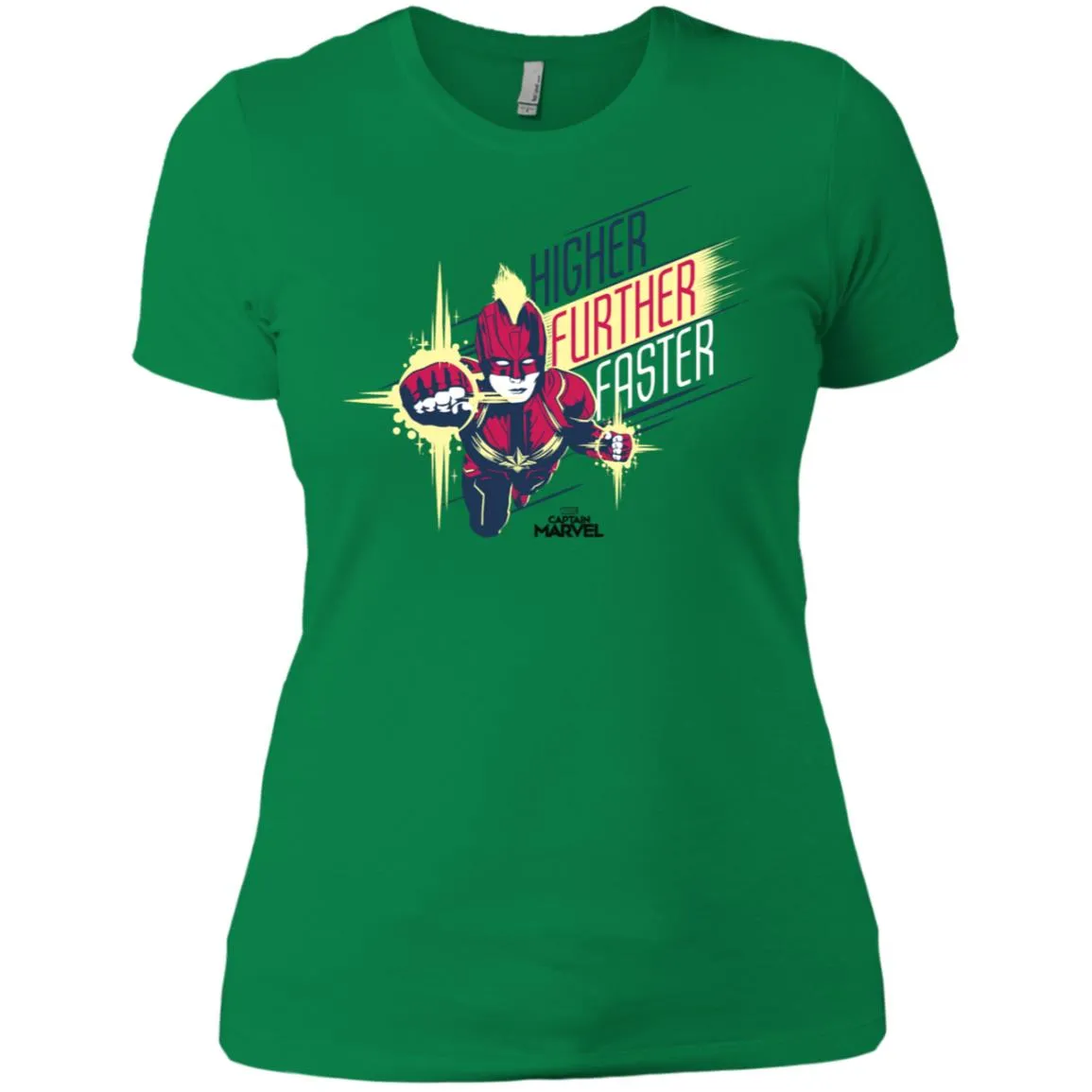 Captain Marvel Higher Further Faster Drawn Women Cotton T-Shirt