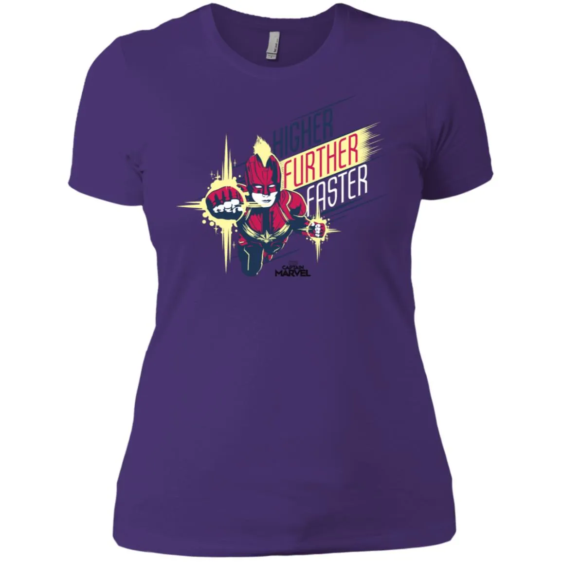 Captain Marvel Higher Further Faster Drawn Women Cotton T-Shirt