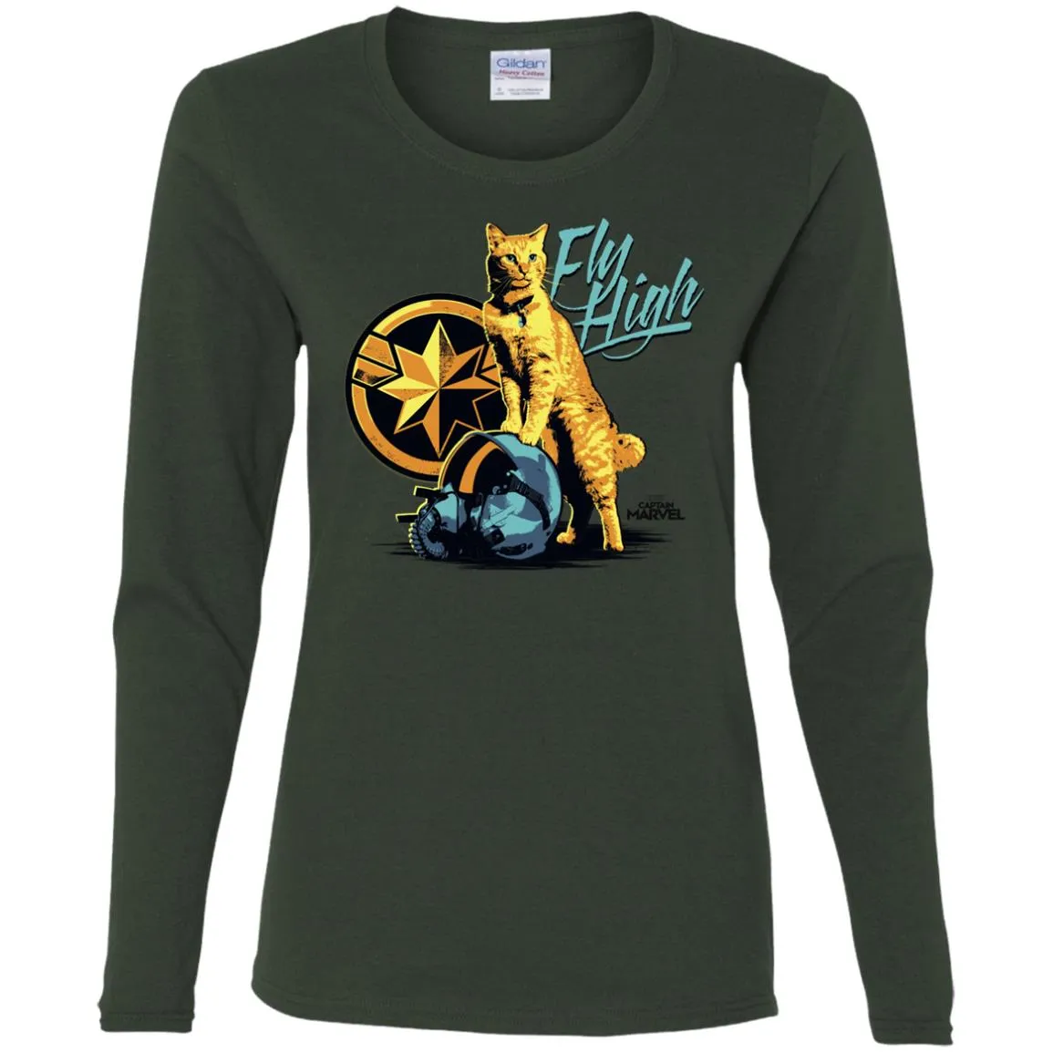 Captain Marvel Symbol Goose Fly High Women Long Sleeve Shirt