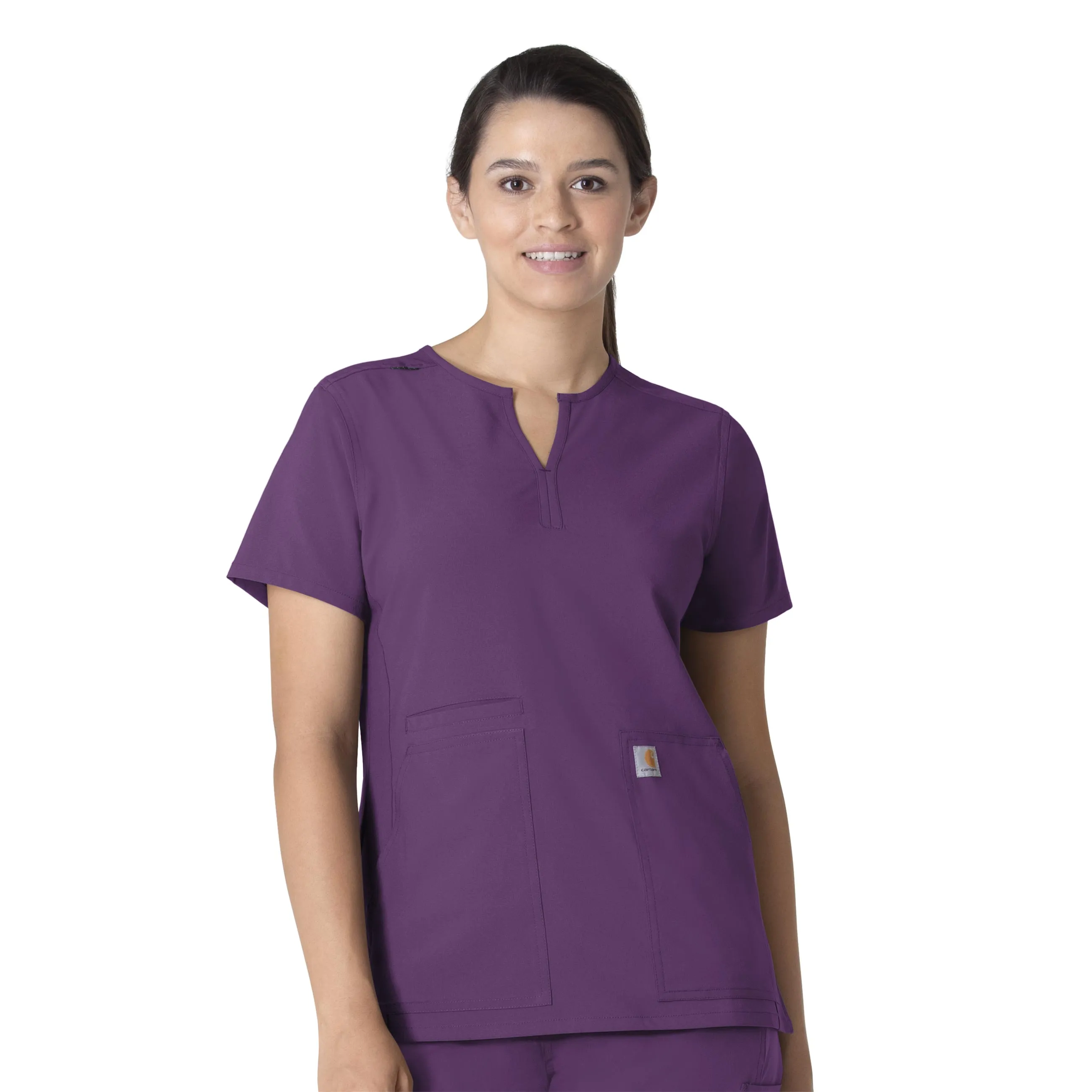 Carhartt Force Essentials Women's Notch Neck Tunic Scrub Top - Eggplant