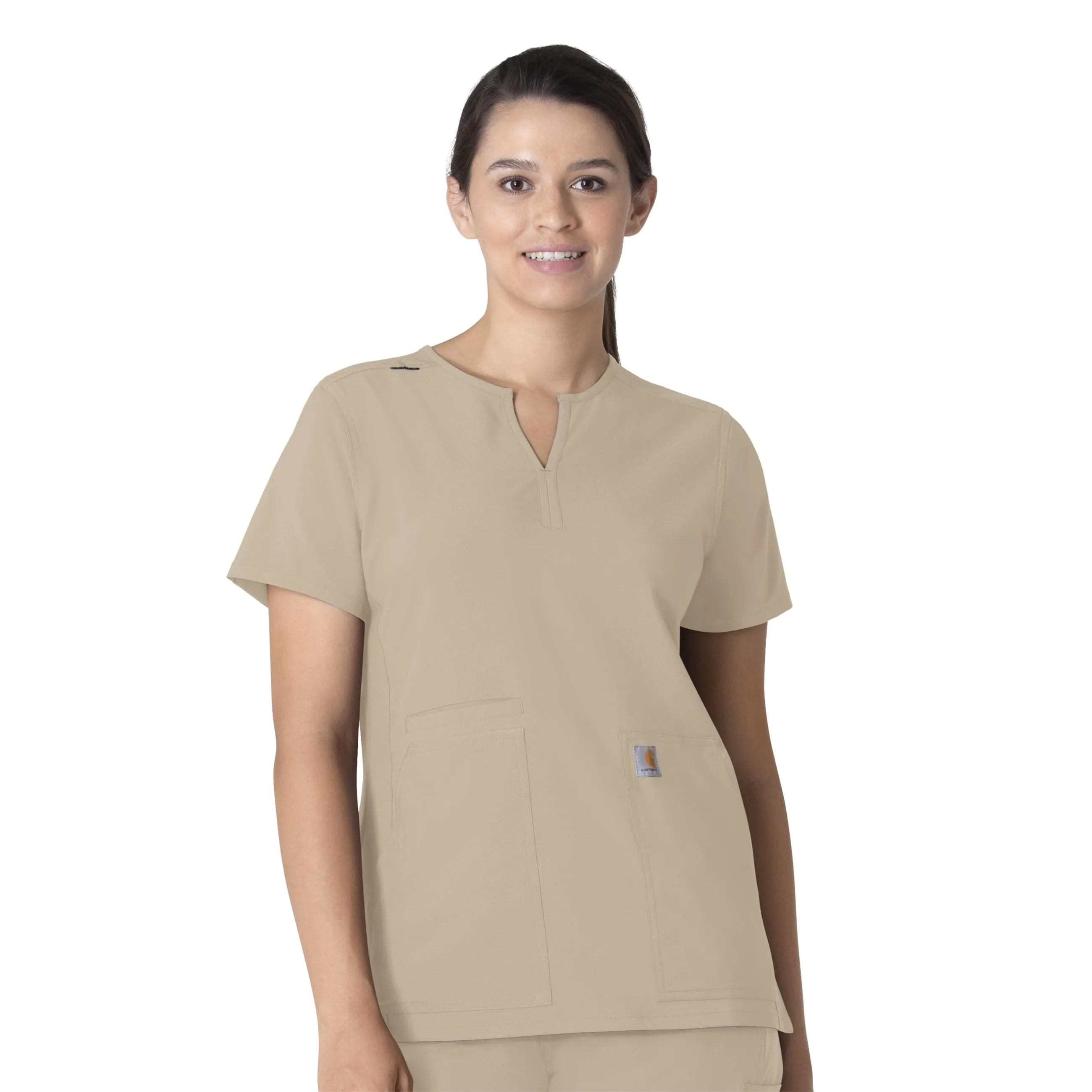 Carhartt Force Essentials Women's Notch Neck Tunic Scrub Top - Khaki