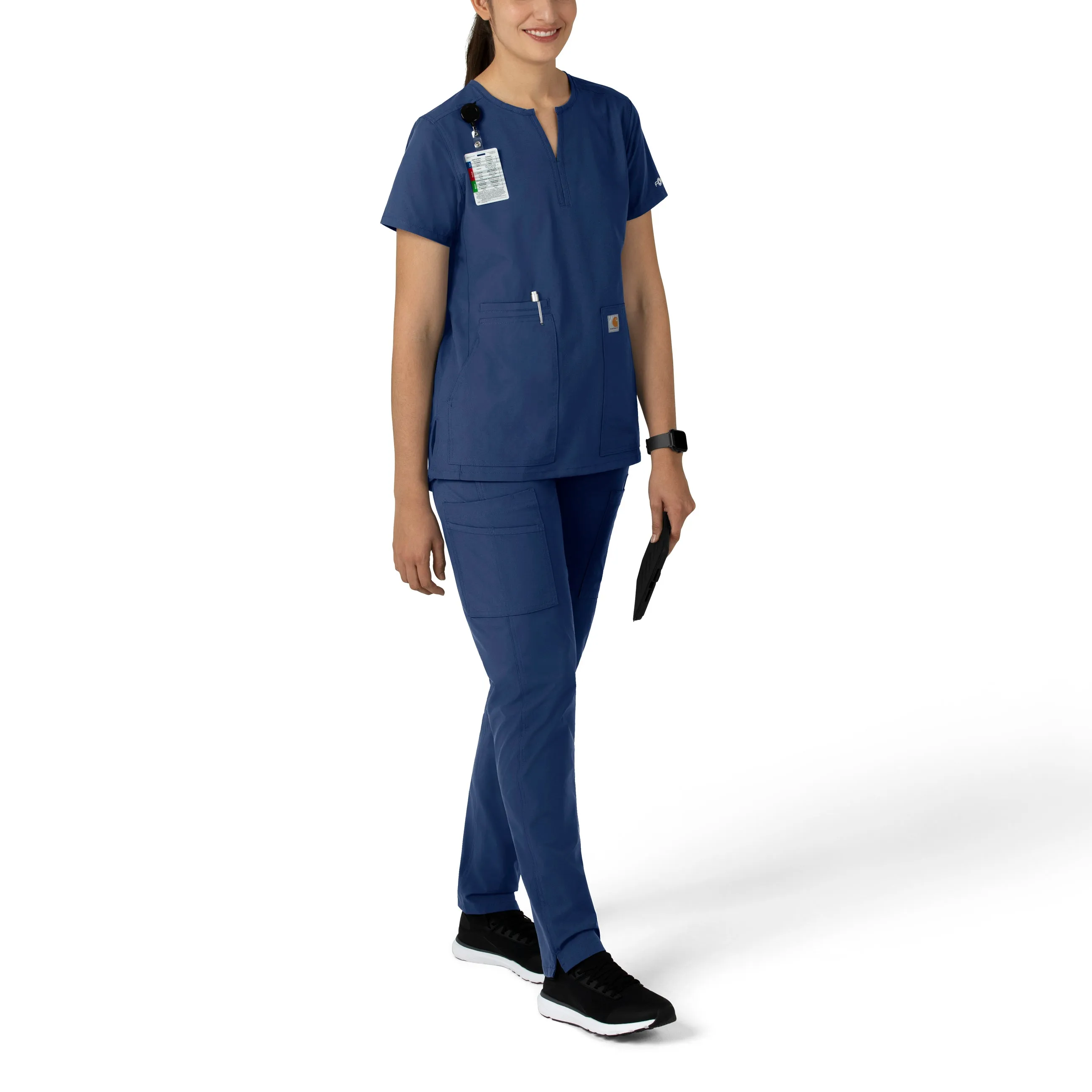 Carhartt Force Essentials Women's Notch Neck Tunic Scrub Top - Navy