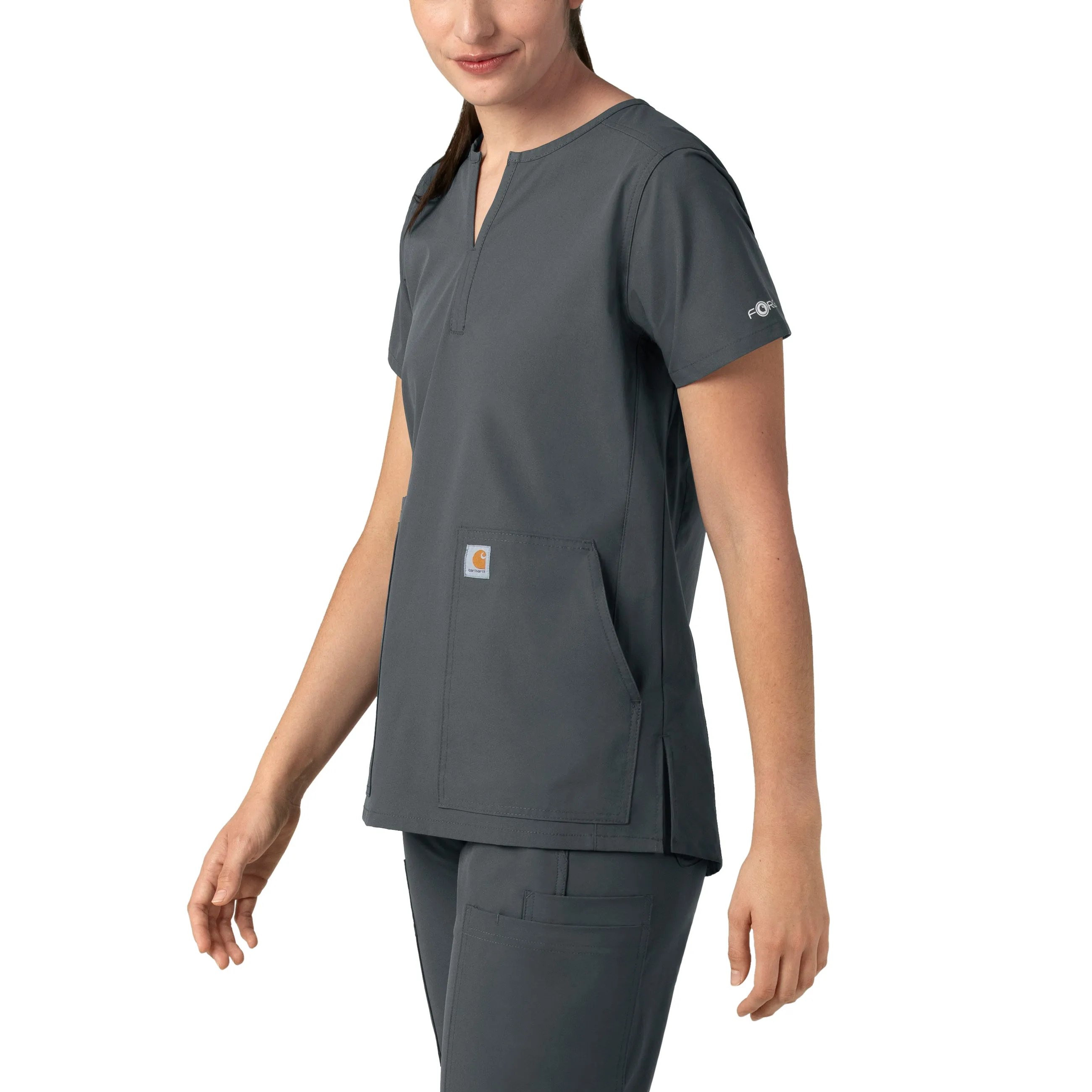 Carhartt Force Essentials Women's Notch Neck Tunic Scrub Top - Pewter