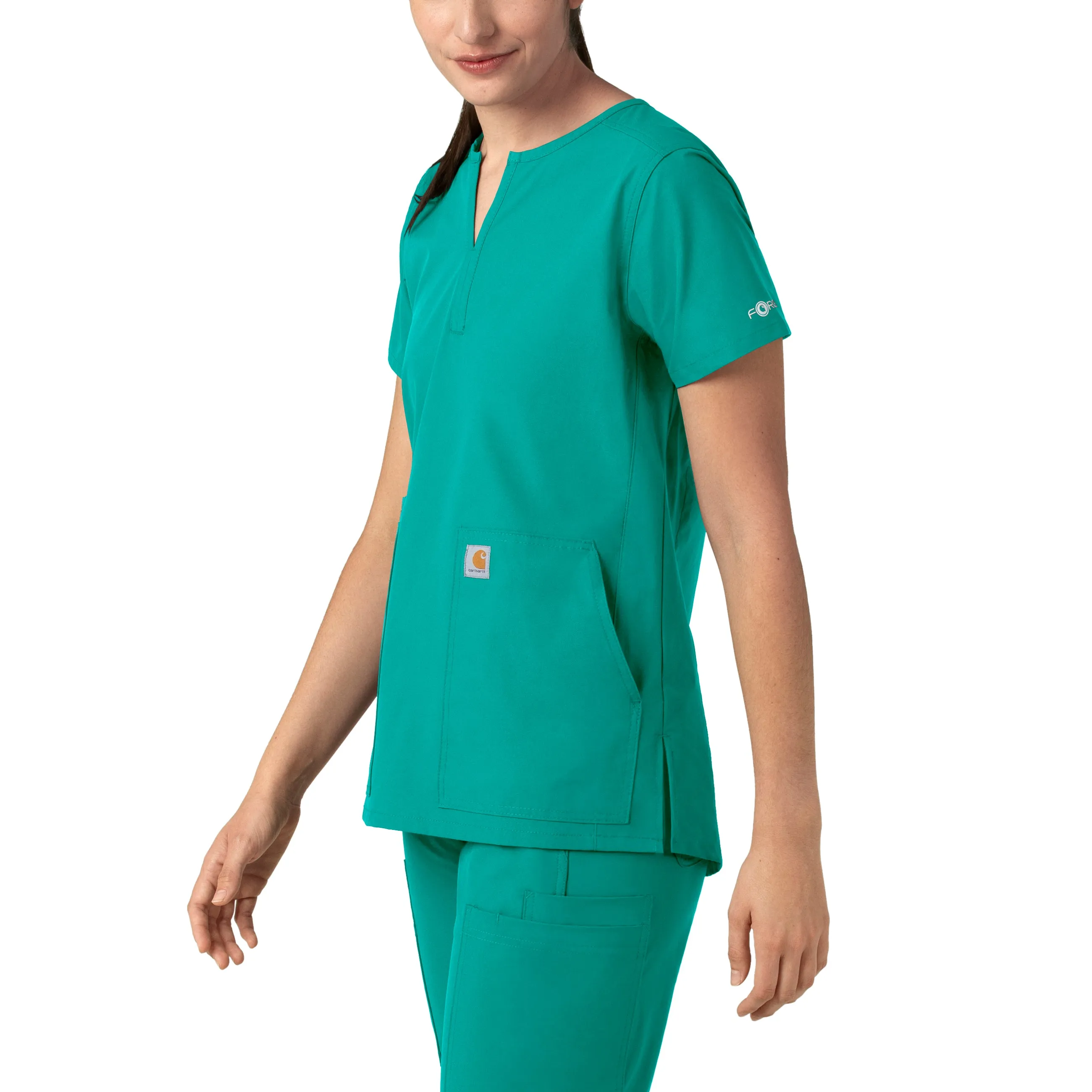 Carhartt Force Essentials Women's Notch Neck Tunic Scrub Top - Teal Blue