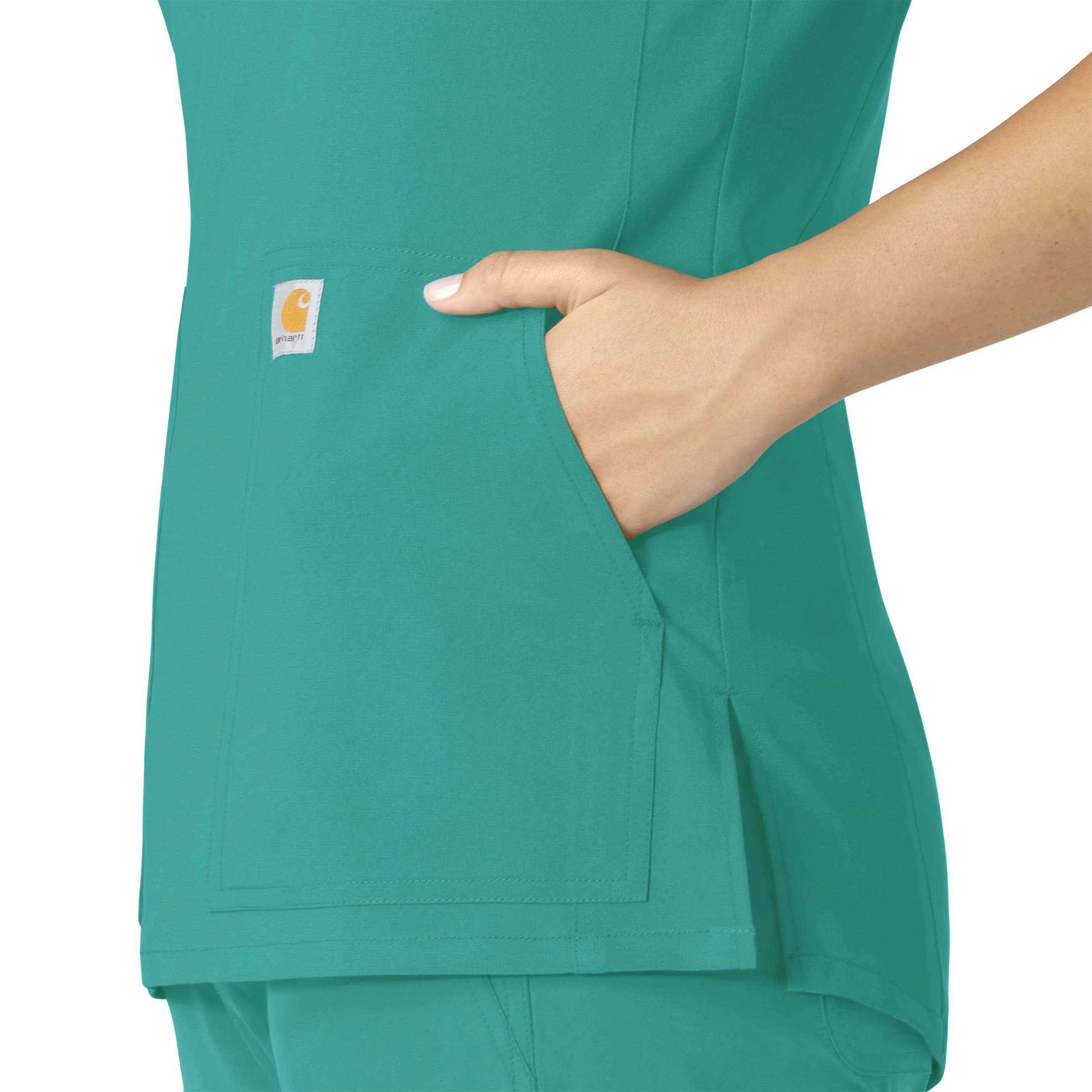 Carhartt Force Essentials Women's Notch Neck Tunic Scrub Top - Teal Blue