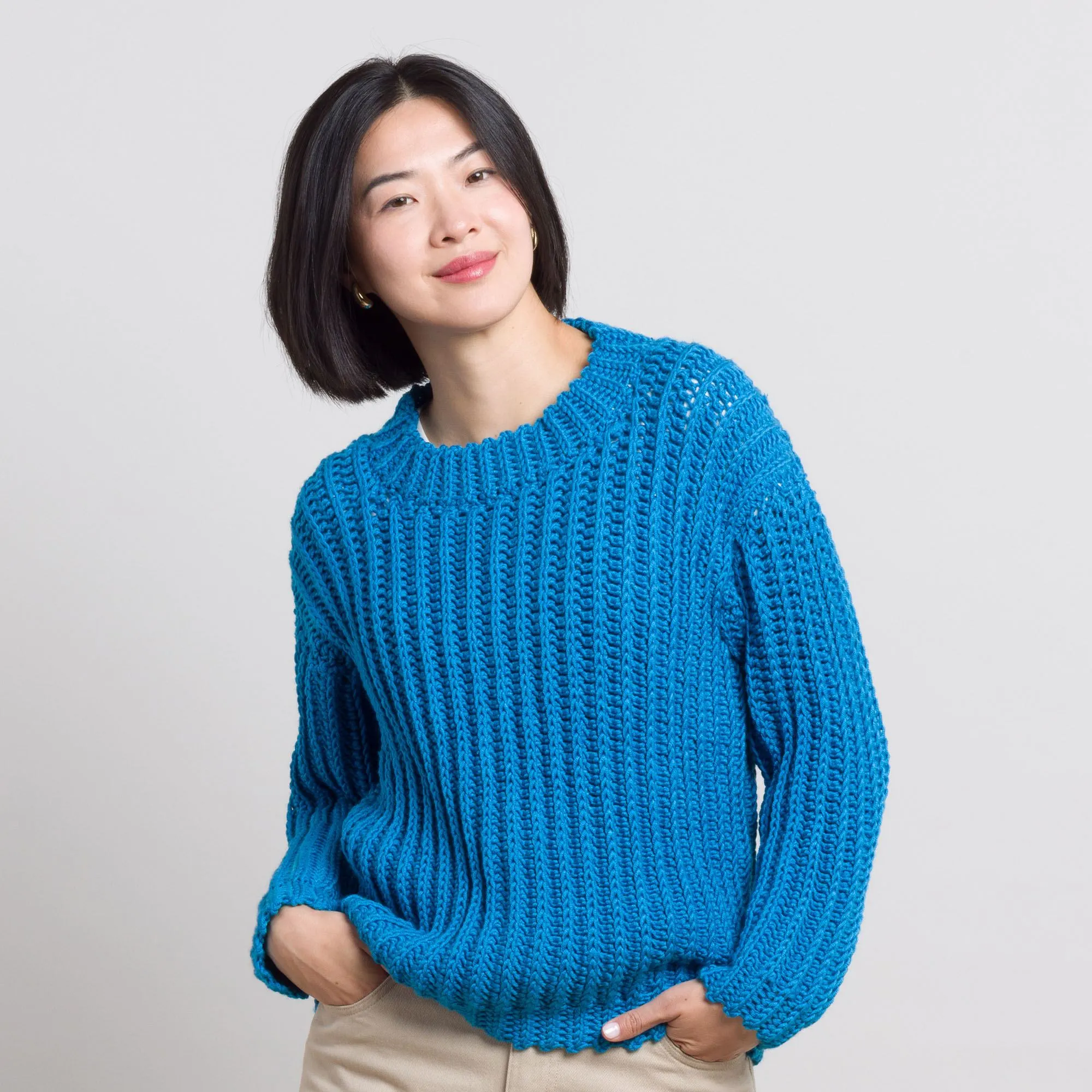 Caron Vertical Ridges Crochet Sweater