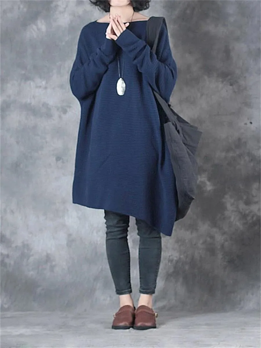 Casual Women'S Loose Scarf Sweater Dress