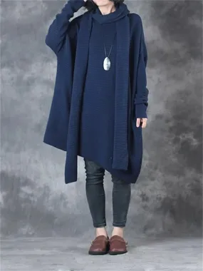 Casual Women'S Loose Scarf Sweater Dress