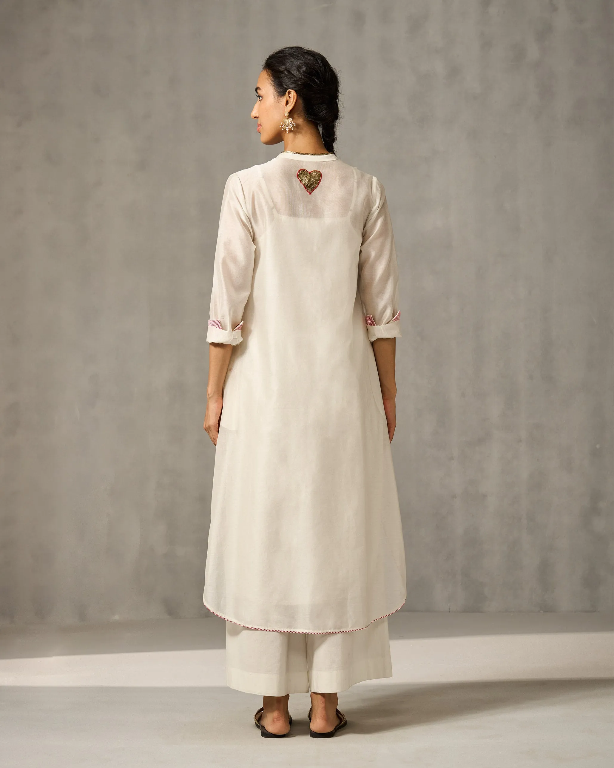 Chaand Pocket Kurta & Slip - Ivory