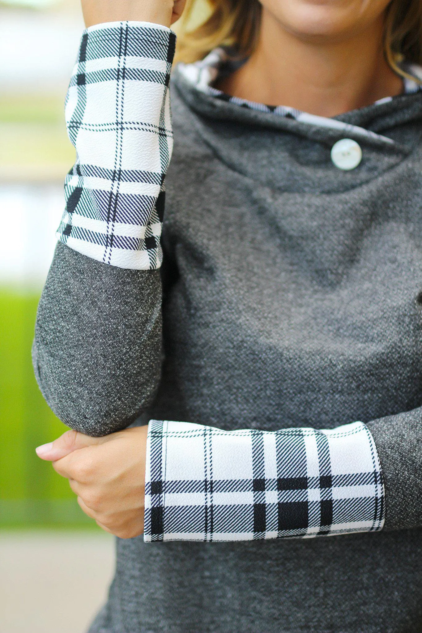 Charcoal Plaid Hooded Tunic